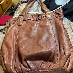 Lucky Brand Leather Purse Brown with outside Pocket and inside Zipper Pocket